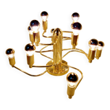 Large designer brass ceiling light, 70s