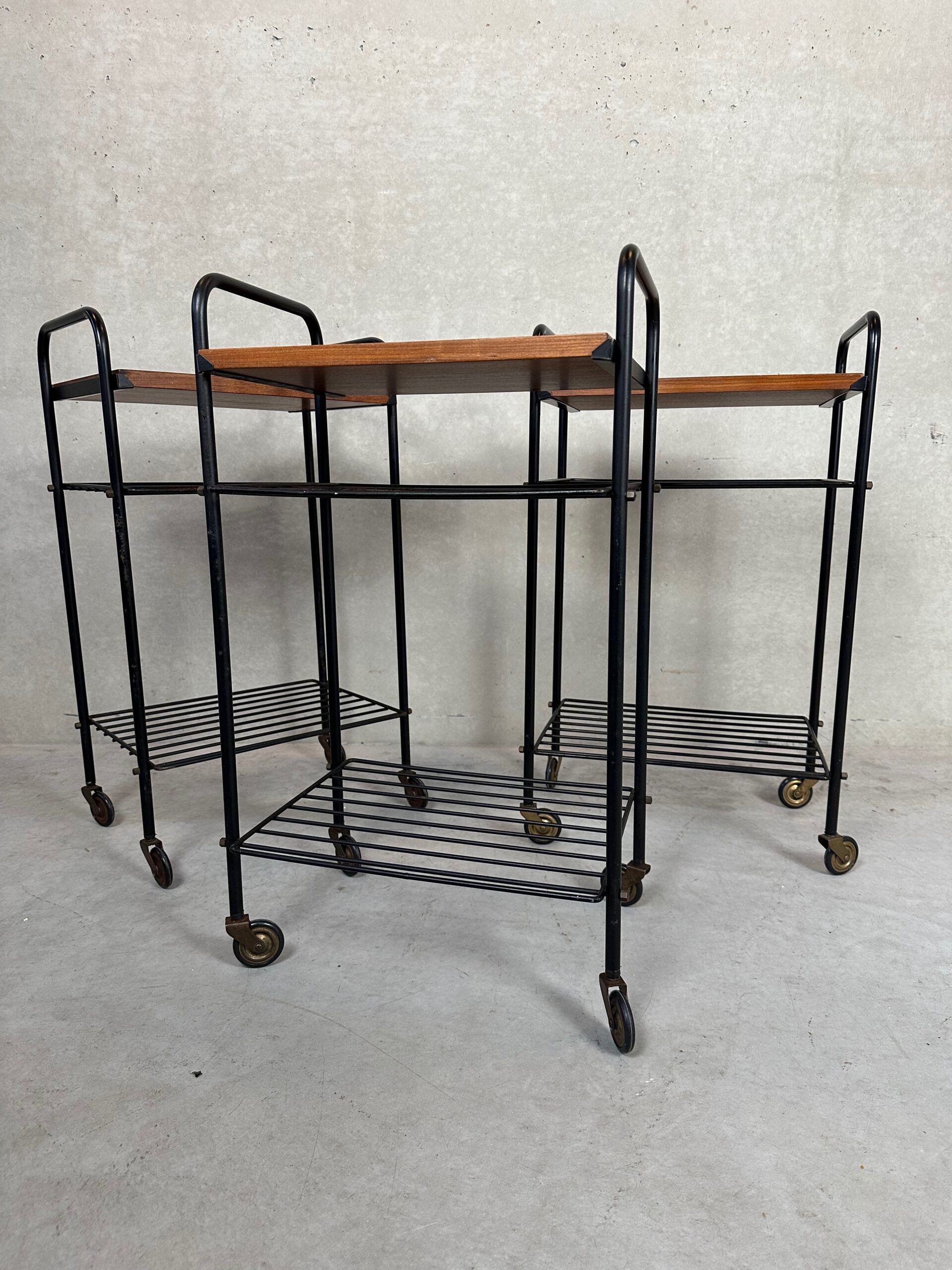 Vintage side table/70s trolley in teak