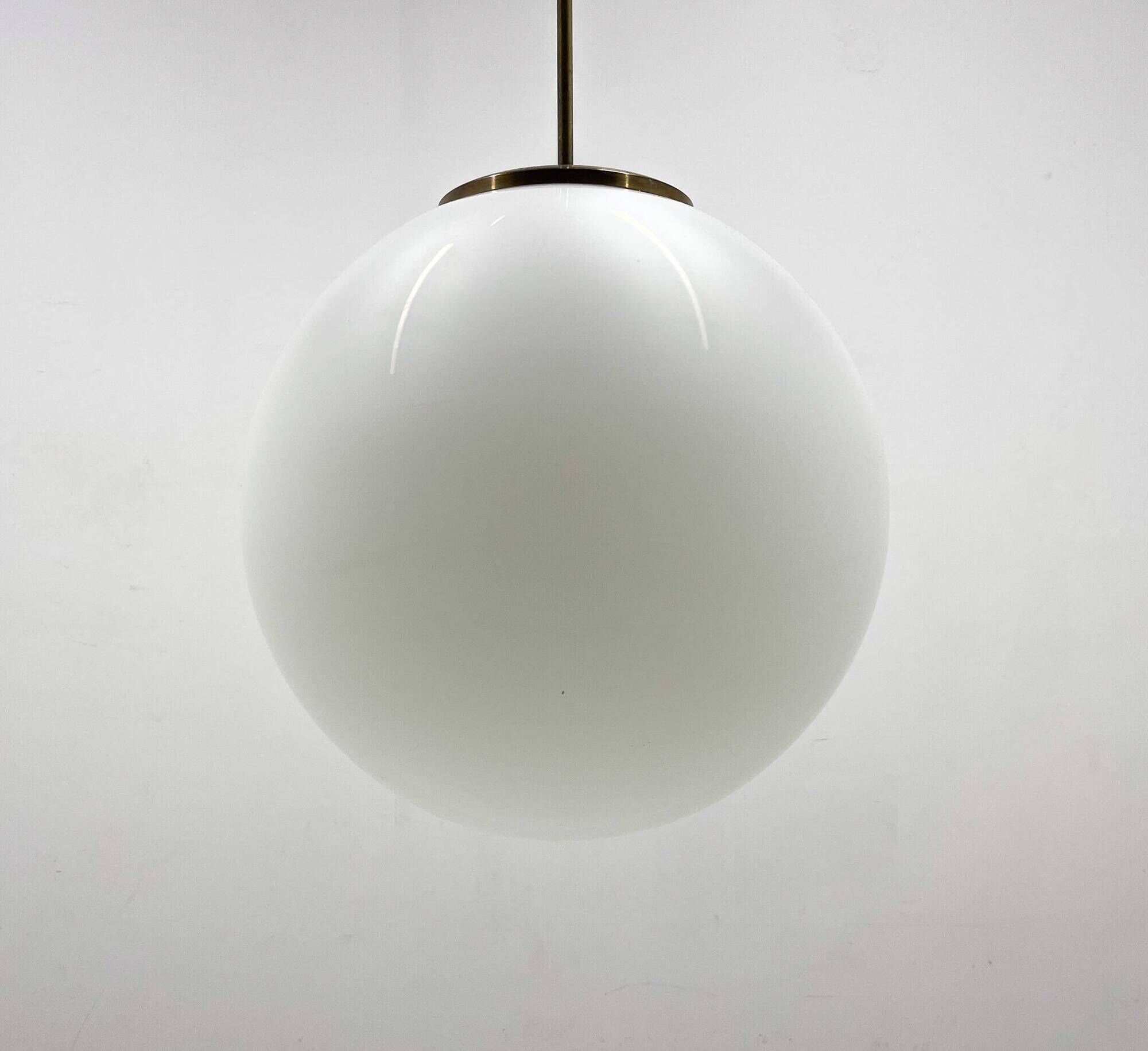 Large milk glass pendant light by kamenicky senov