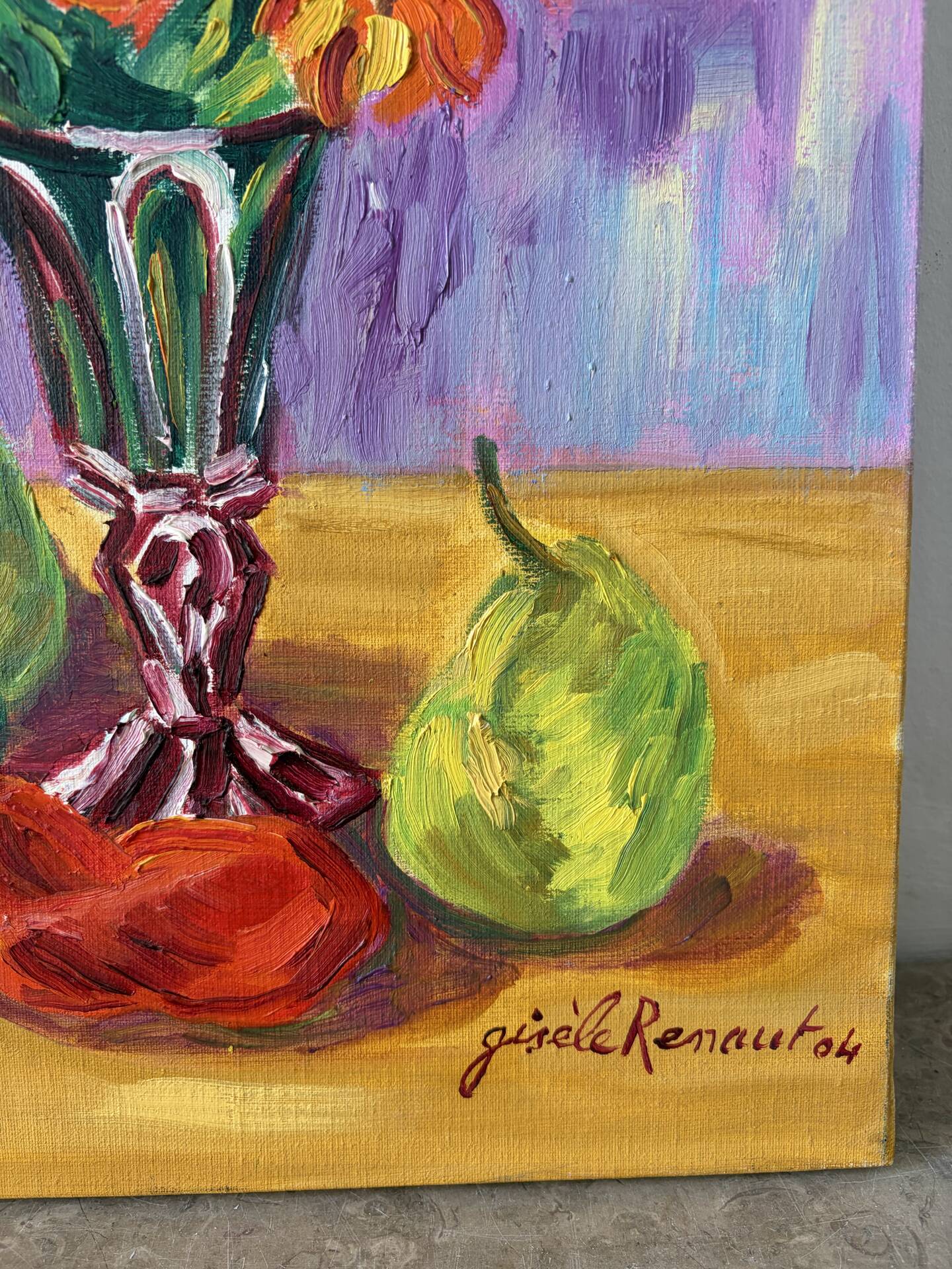 Still life, oil on canvas signed Gisèle Renaut (1930-2020)