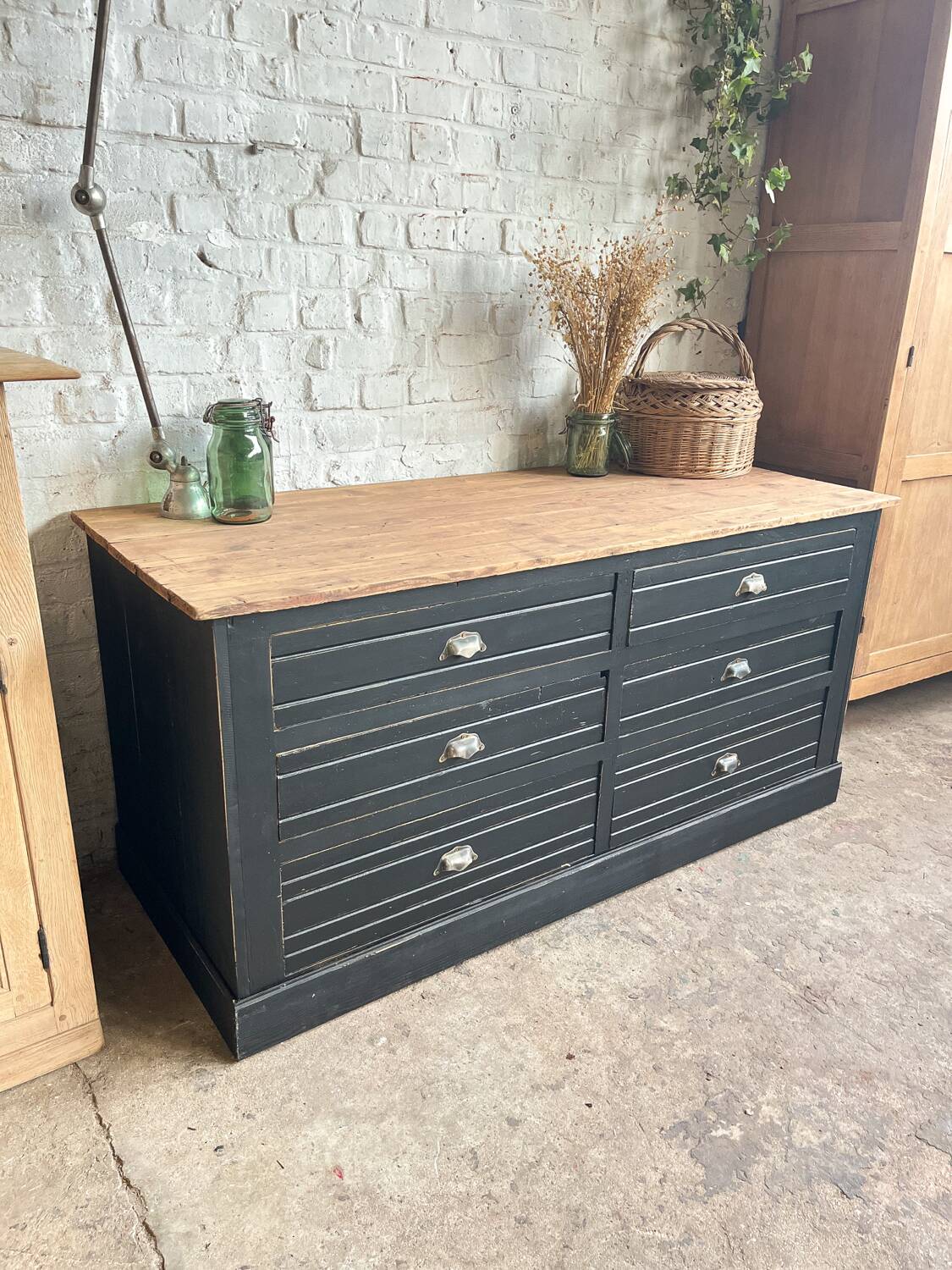 Old trade furniture with black patina