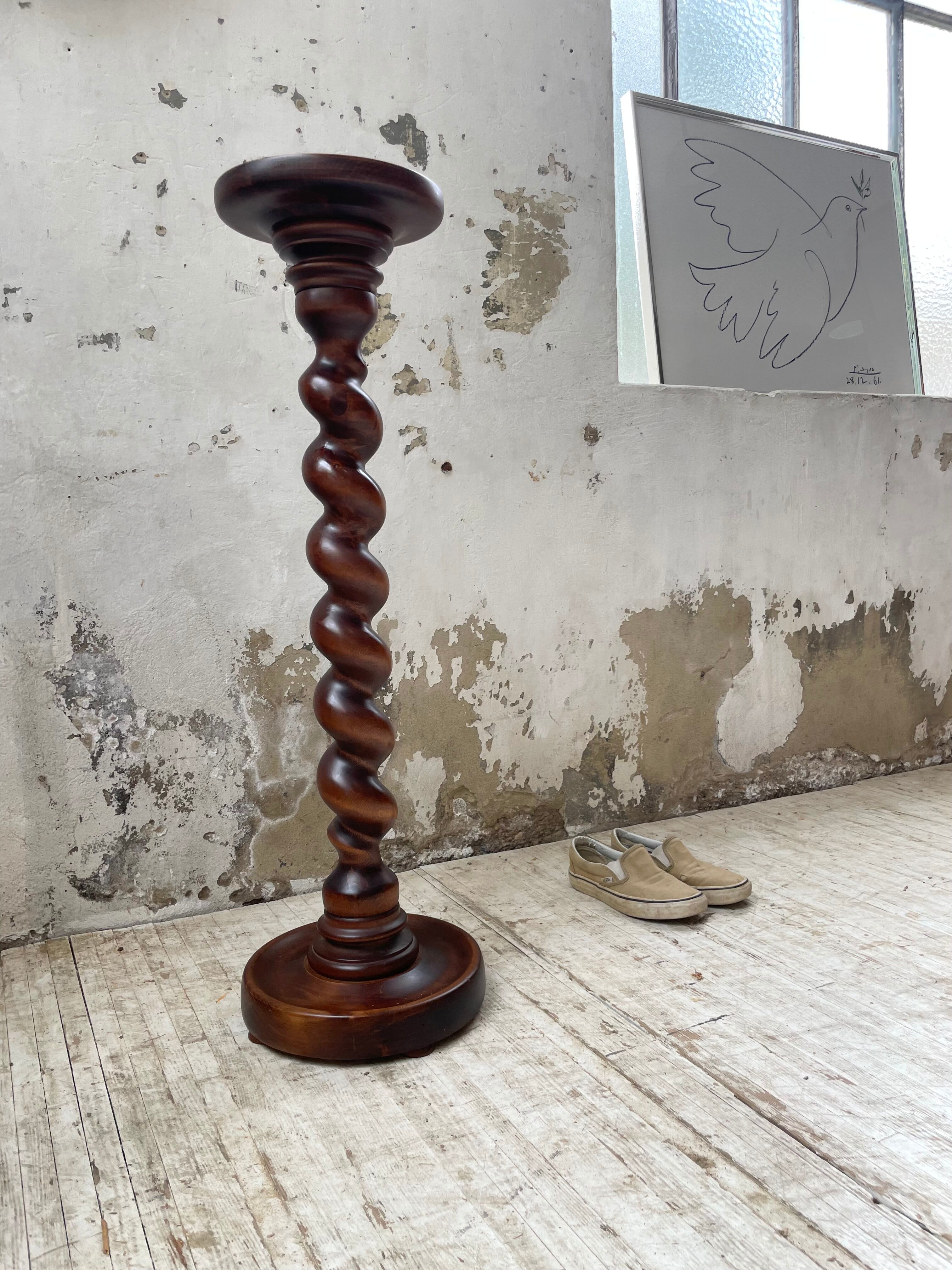 Side table walnut base turned wood