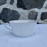 Set of 3 white porcelain cups with pink edging Schirnding Bavaria