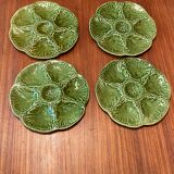 Pop-up Christmas 2022 - set of 4 oyster plates in green slip from Gien 1970