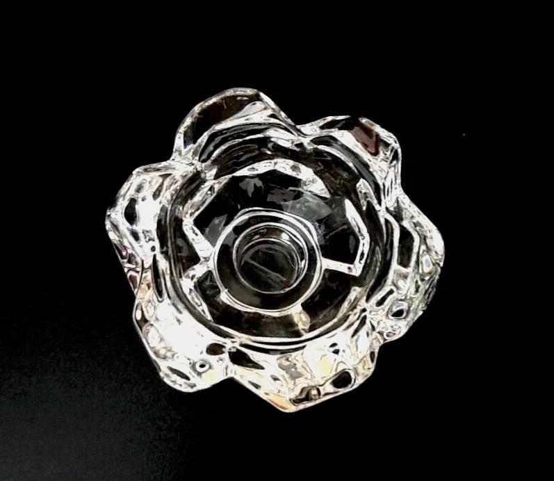 1970s Daum Crystal Table Candlestick, France