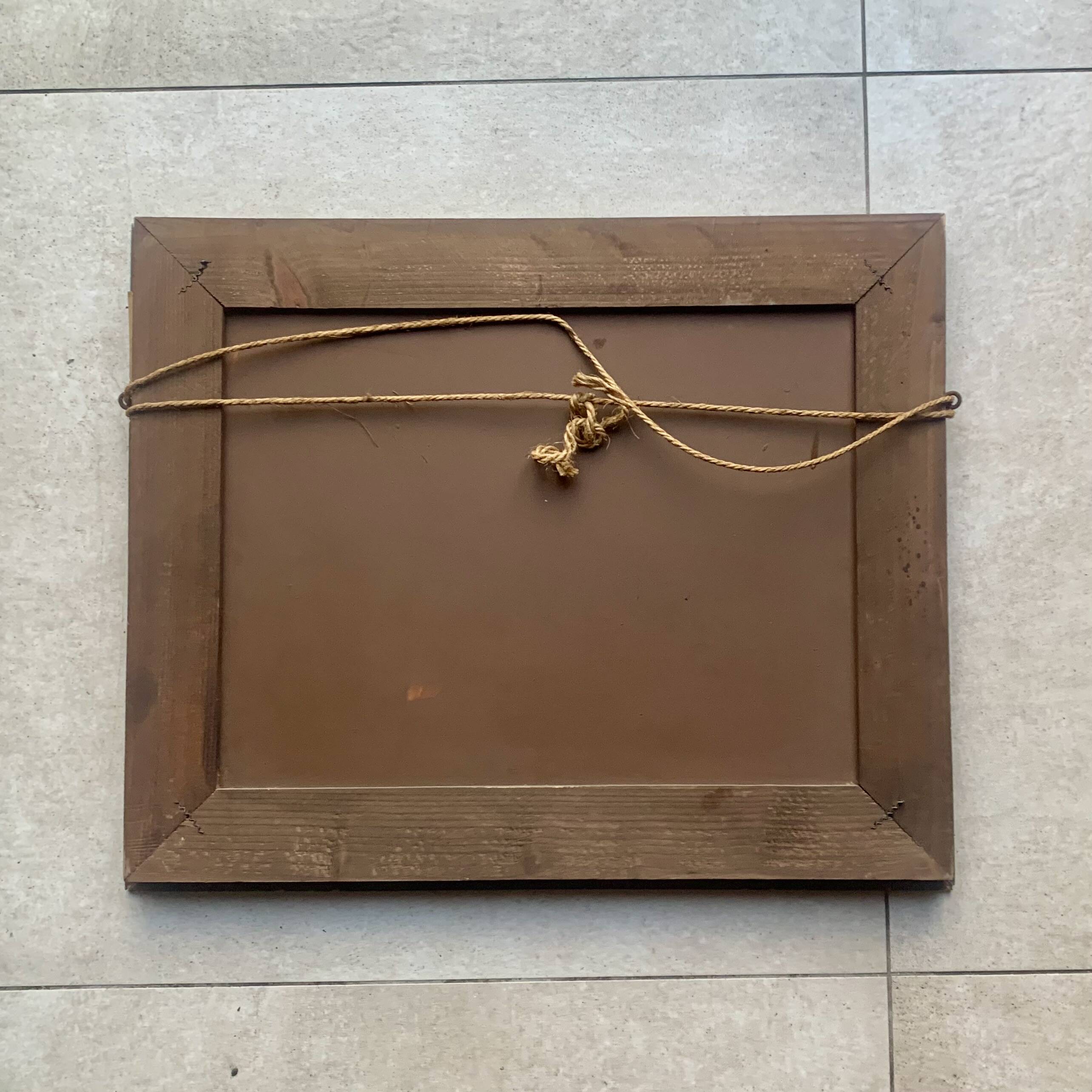 Rectangular Art Deco wall mirror inlaid and chiseled on wood