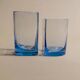 Set of 6 vintage blue drinking glasses with curved design, Pitti Studio, Italy, 1980s.