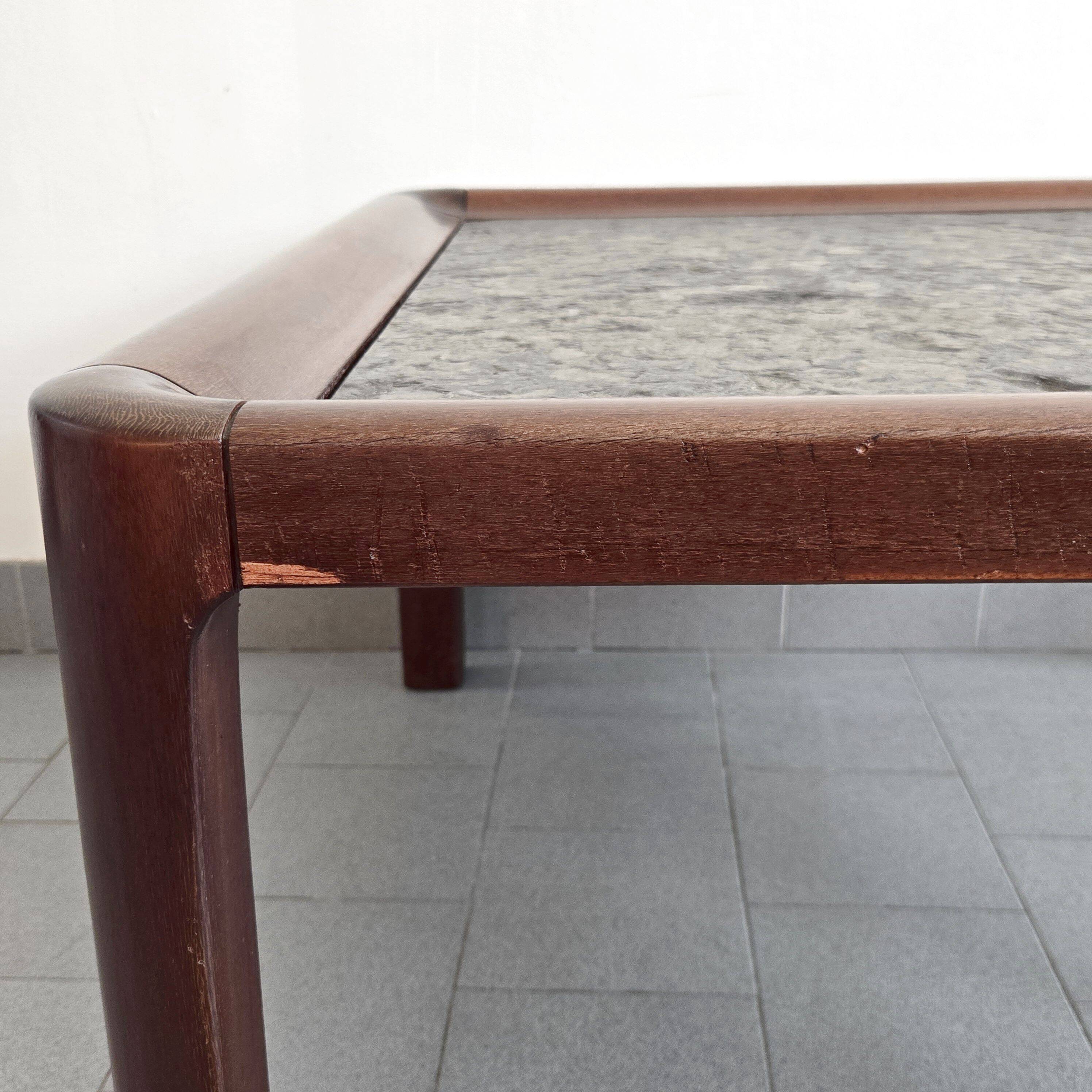 1960s Scandinavian coffee table in teak and schist