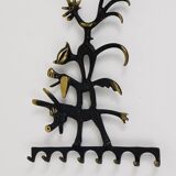 Walter Bosse brass keychains of a donkey, dog, cat, and rooster, Herta Baller, Austria