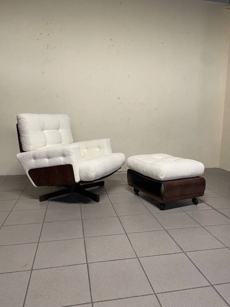 Poltrona 401 con poggiapiedi di Menilio Taro per Cinova, 1964