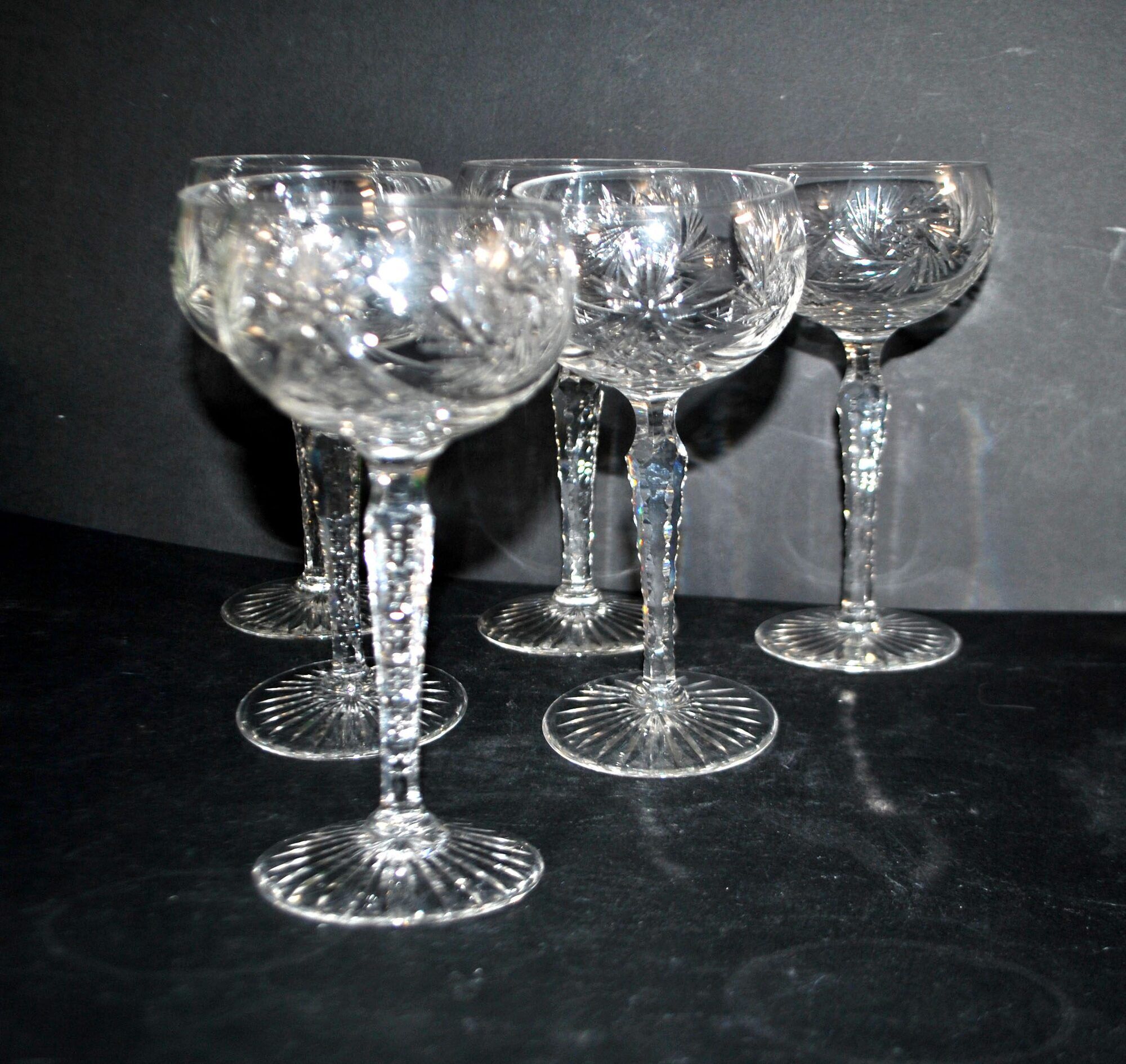 SAINT-LOUIS Balloon Wine Glass ROEMER in cut crystal star 1930 H14.5cm