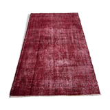 Distressed Turkish Rug 219 X 125 cm Wool Vintage rug, Over-dyed Red