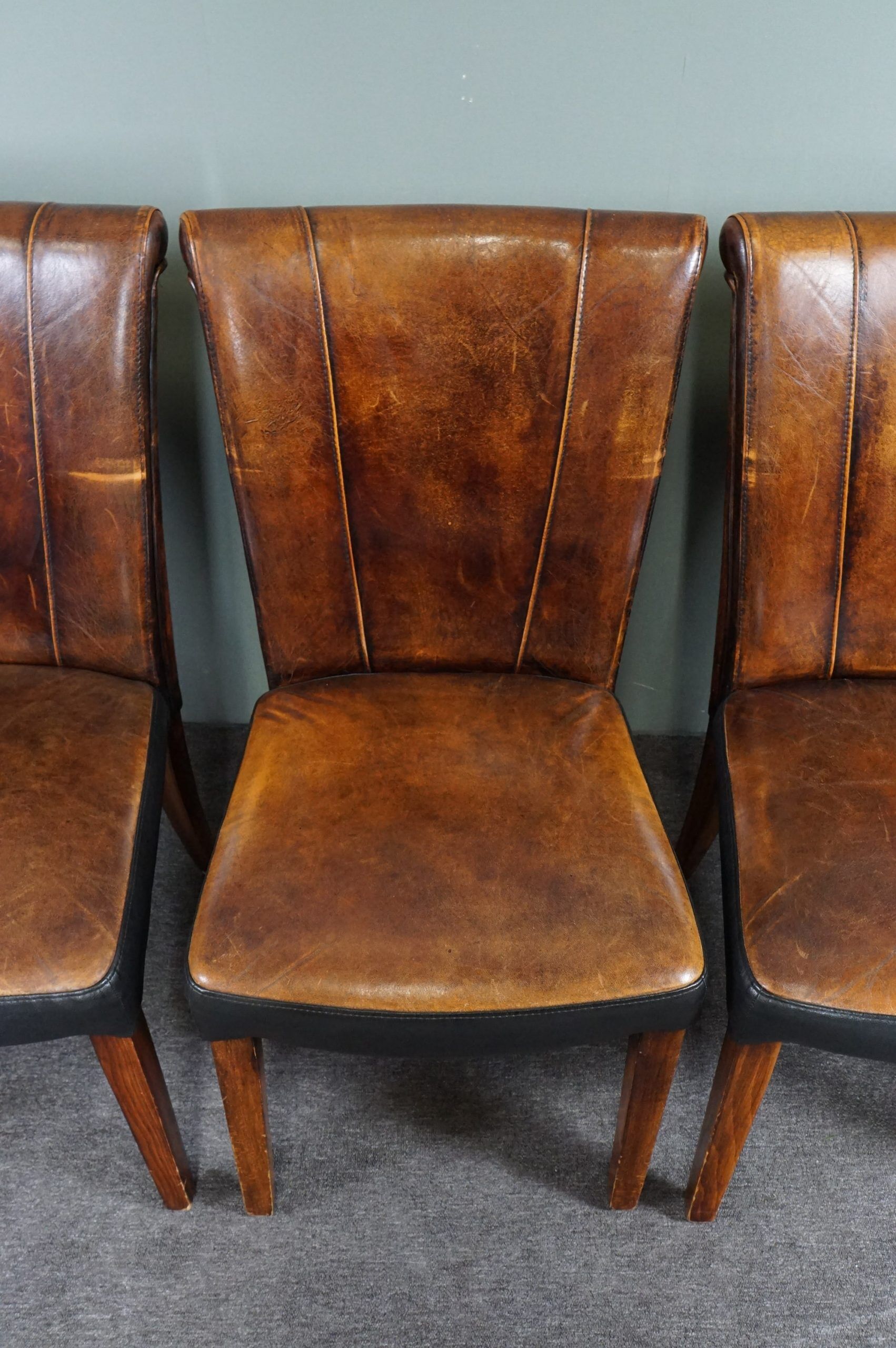 Set of 5 sheepskin dining chairs