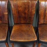 Set of 5 sheepskin dining chairs