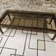 Vintage 1970s smoked glass wood coffee table
