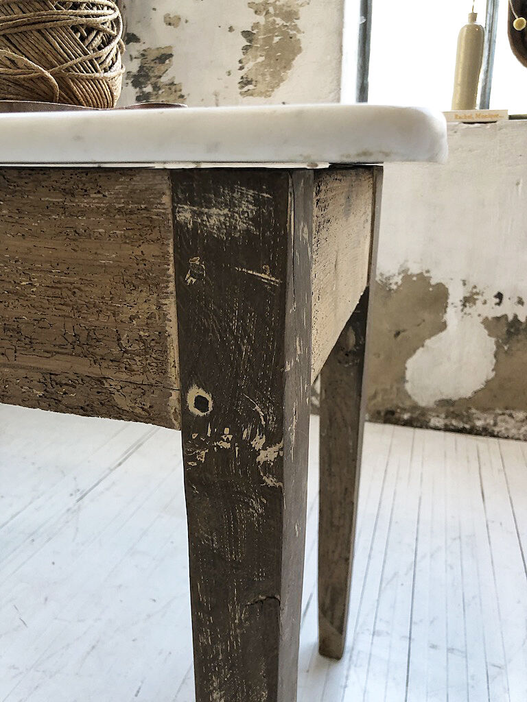 Oak and marble farm table