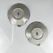 Set of 2 leaf-shaped bowls, Réverbère model by KG Lunéville, tulip and rose pattern.
