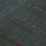 Hand-Knotted Anatolian Antique 1970s 300 cm x 370 cm Grey Hemp Kilim Carpet