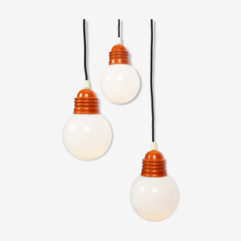 Orange-White Triple Bulb Pendant Lamp