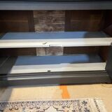 Two-body bookcase, painted in black and gray, Restoration Style model