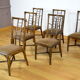 Série de 6 chaises en bambou & tissu 1980