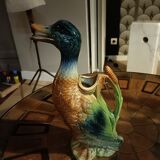 Duck slip signed Saint Clement, earthenware pitcher France