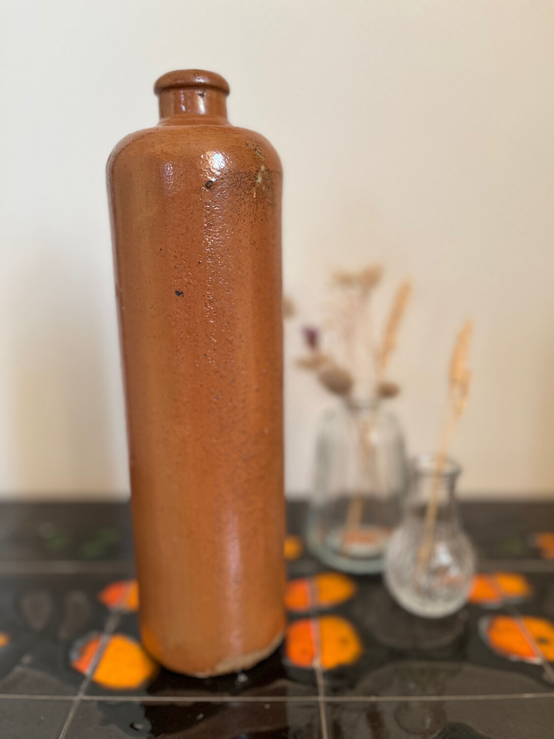 Vintage MKT ocher stoneware bottle