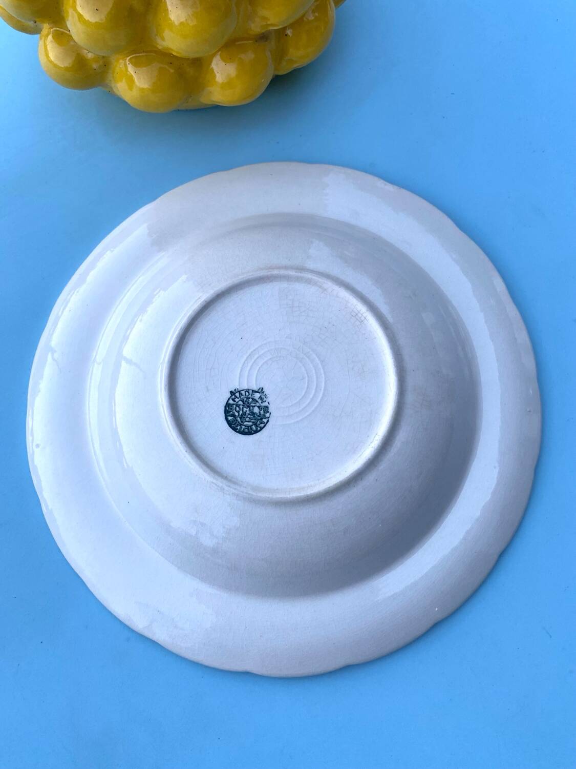 Set of 6 blue polka dot soup plates Boch Frères