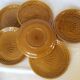 Lot de 6 assiettes poisson Gien céramique ocre ambré années 1960