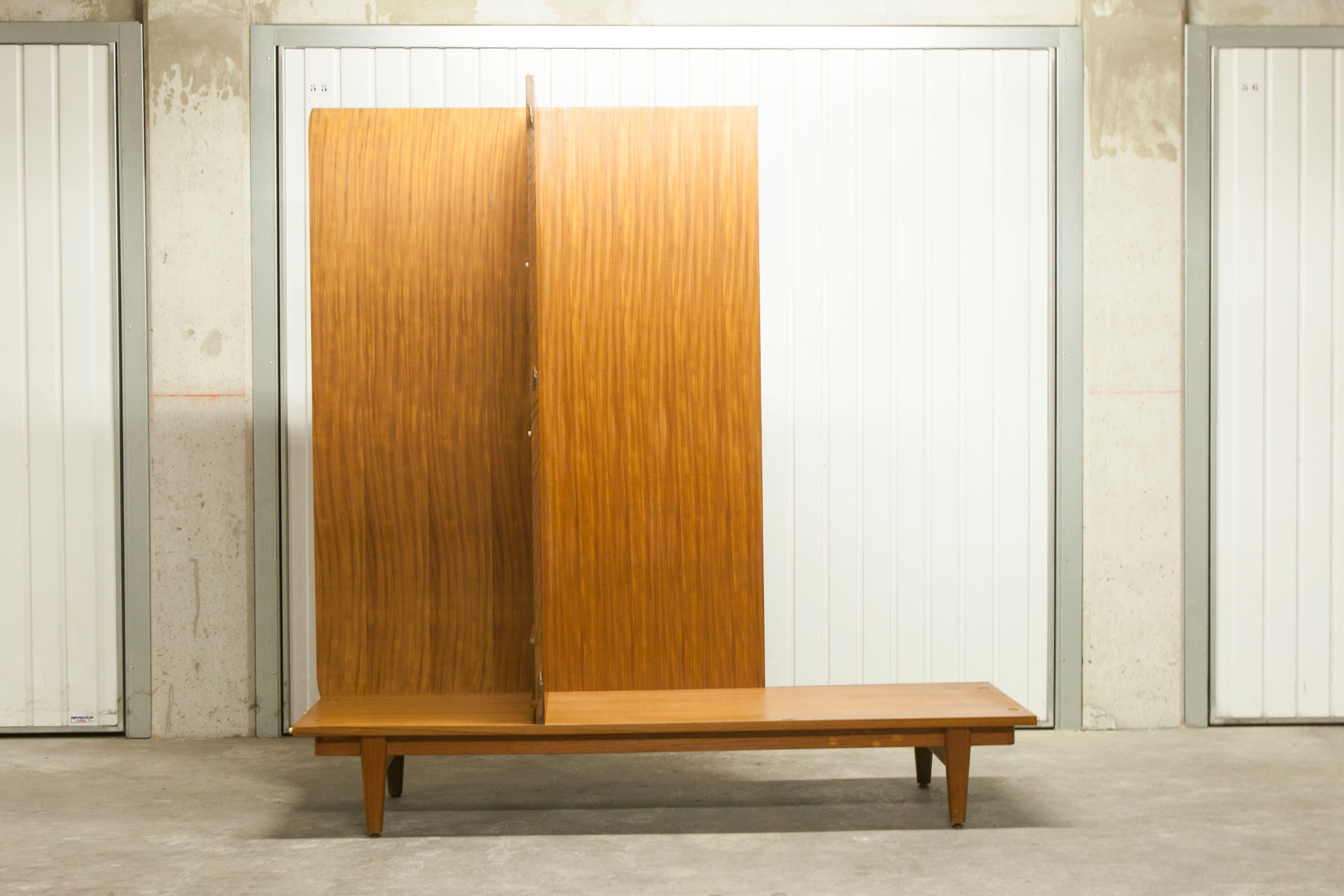 Danish Scandinavian wardrobe signed Sven Ellekaer 1960 3 doors 2 drawers with mounting plan