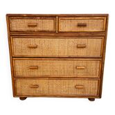 Dresser in rattan of the 70