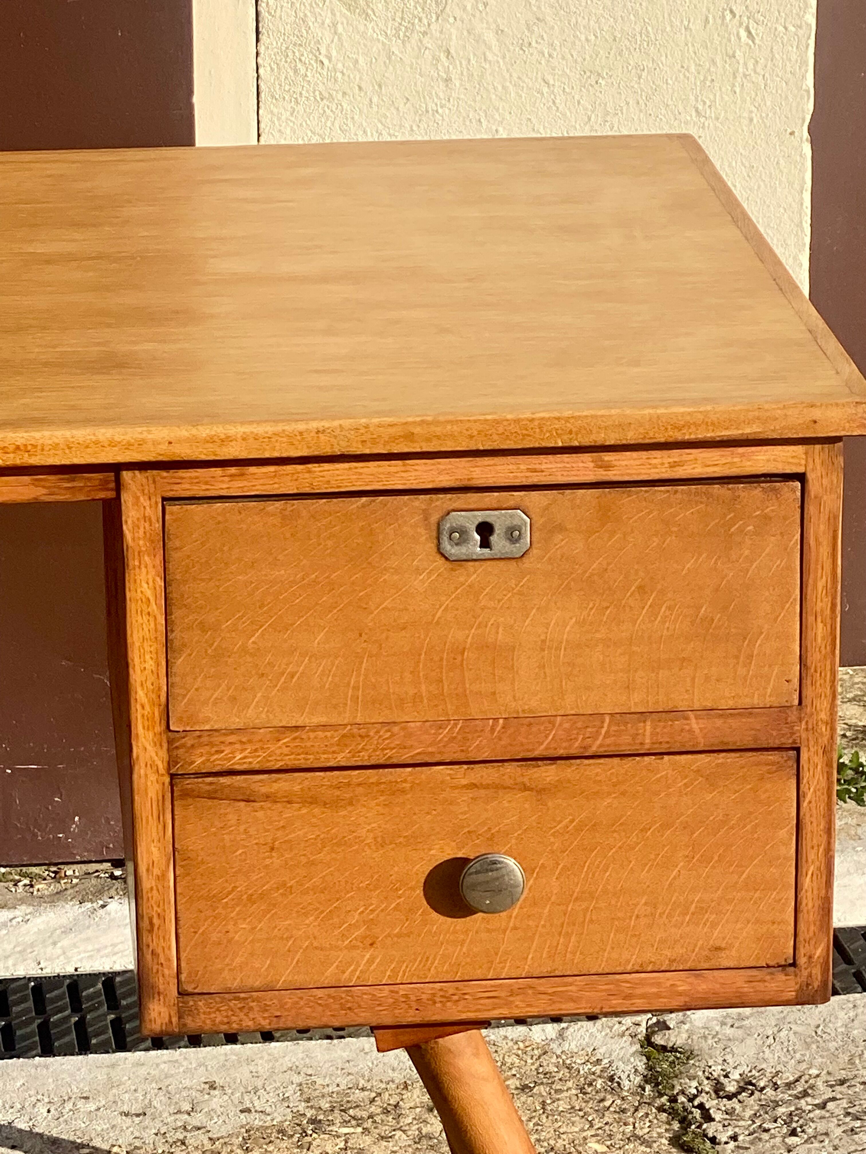 Oak desk 50s compass