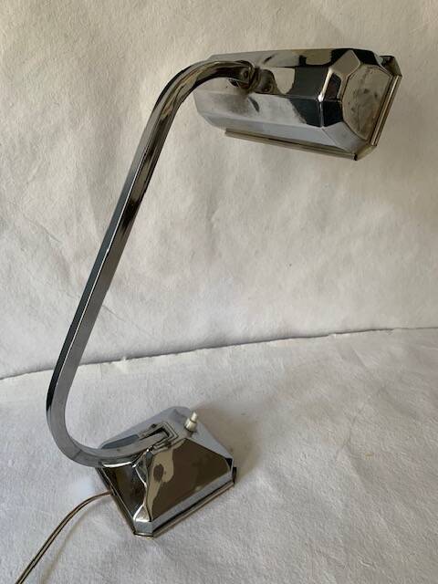Art deco desk lamp in chrome metal, 1920