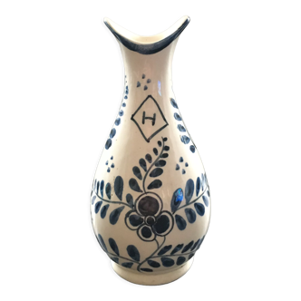 Vase décor floral bleu