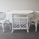 White rattan table and chairs set.