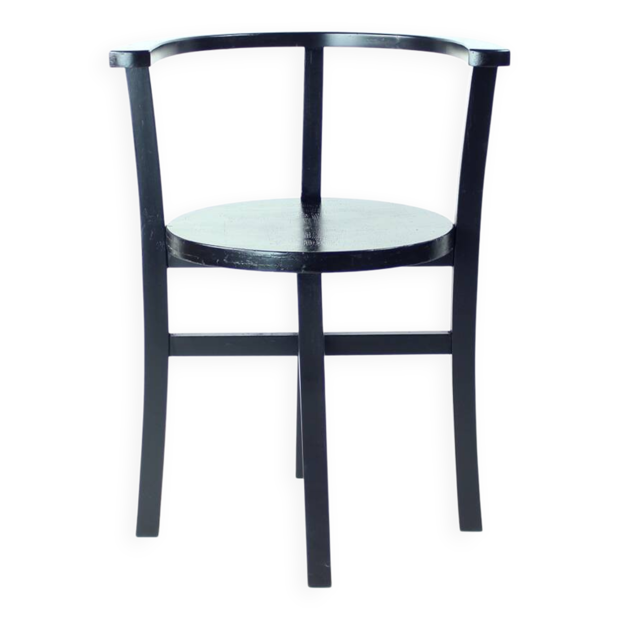 Black Interwar Period Oak Club Armchair, Czechoslovakia 1930s