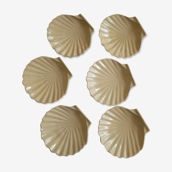 Set of 6 ceramic scallops