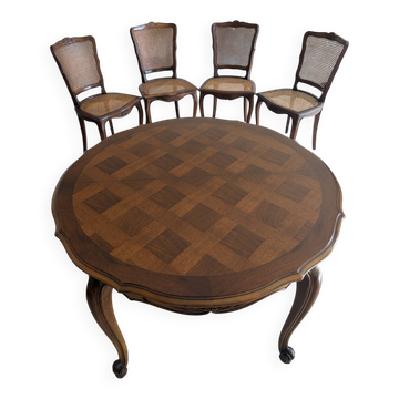 Louis XV style dining table and 4 chairs