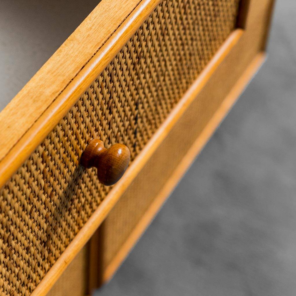 Commode en bois rotin 1970 vintage