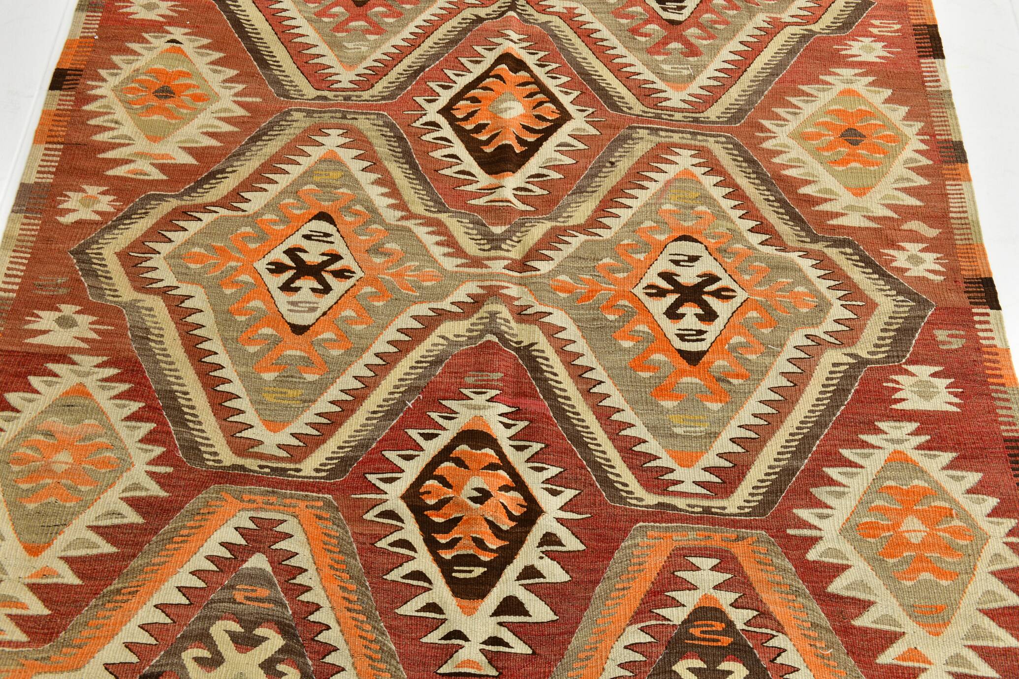Red Brown Tribal Turkish Kilim Rug 146x292Cm SK 35174