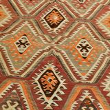 Red Brown Tribal Turkish Kilim Rug 146x292Cm SK 35174
