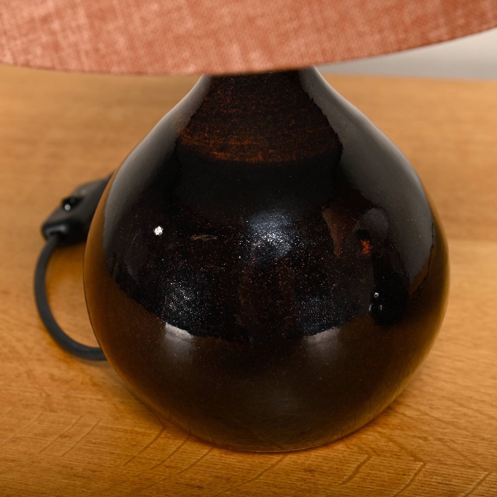 Scandinavian Modern Ceramic dark brown glazed Table Lamps, Denmark 1960s