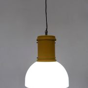 Industrial White Plexiglass and Yellow Varnished Aluminum Pendant, Italy