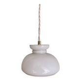 Vintage lampshade pendant light in white opaline