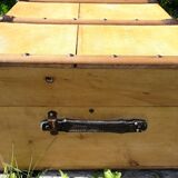 Old wooden travel trunk