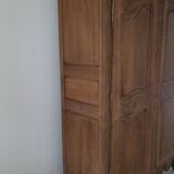 Antique Norman wardrobe with 2 doors, solid oak, raw wood