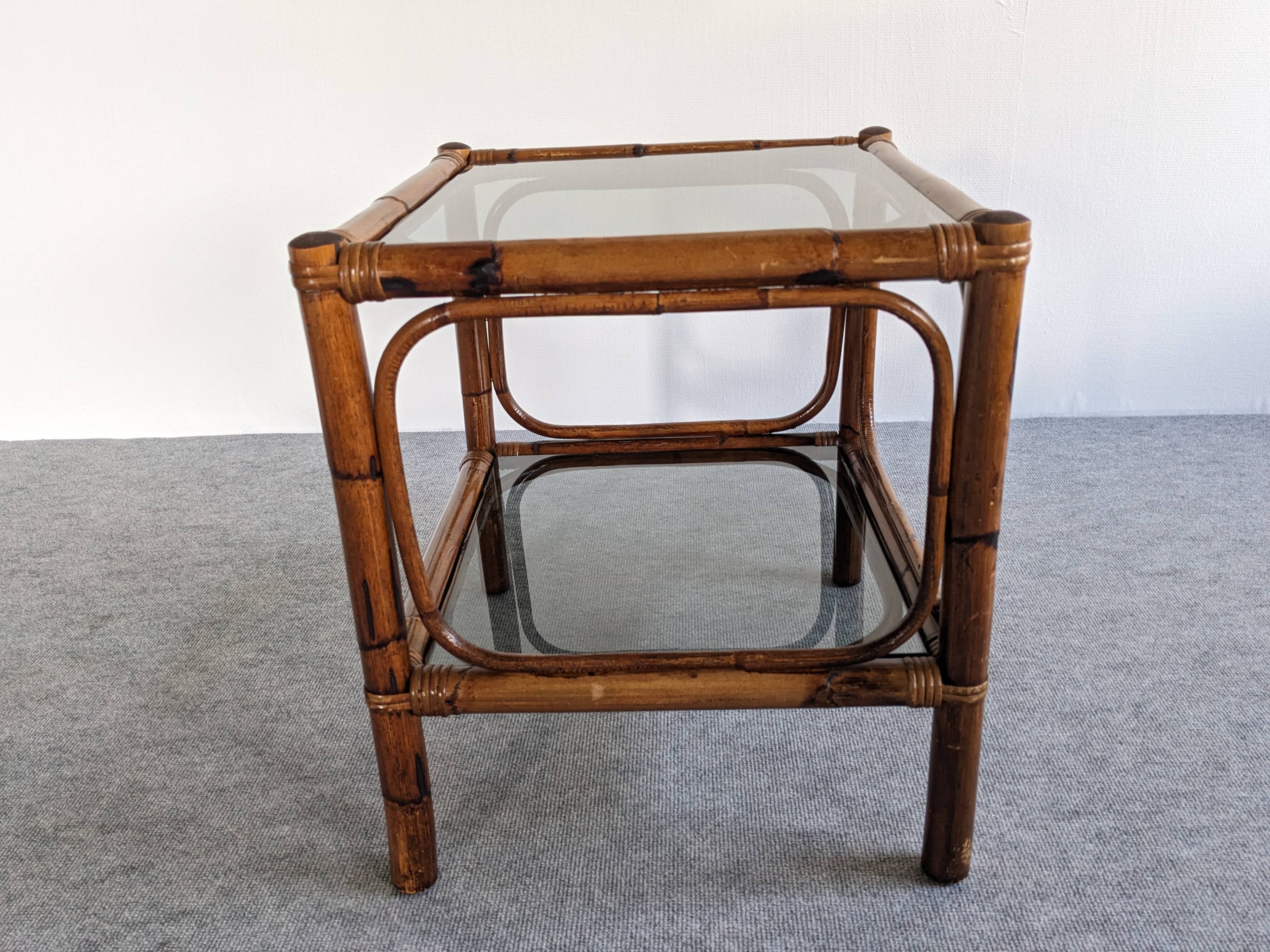 Pair of bamboo bedside tables or sofa ends from the 60s/70s
