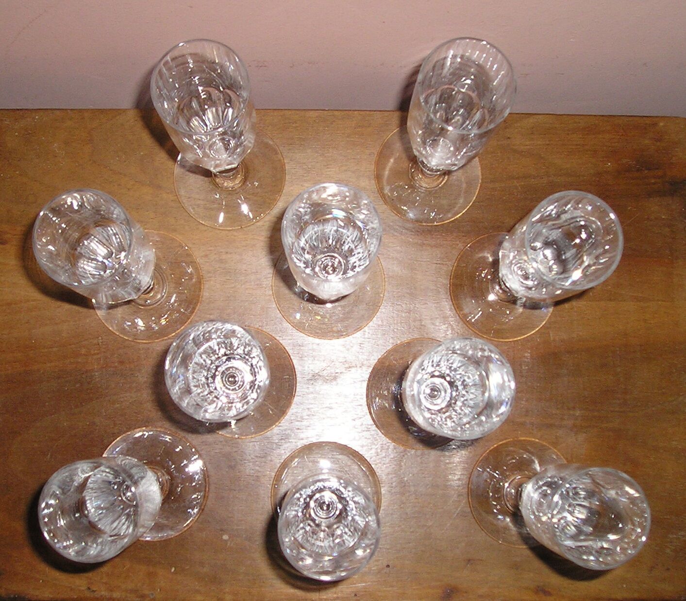 Set of 10 crystal champagne flutes