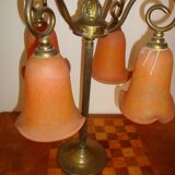 4 tulip lamp in orange glass leg