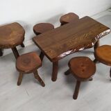 Brutalist coffee table and stools